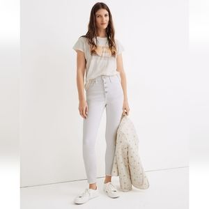 EUC 10" High-Rise Skinny Crop Jeans in Pure White: Button-Front Edition